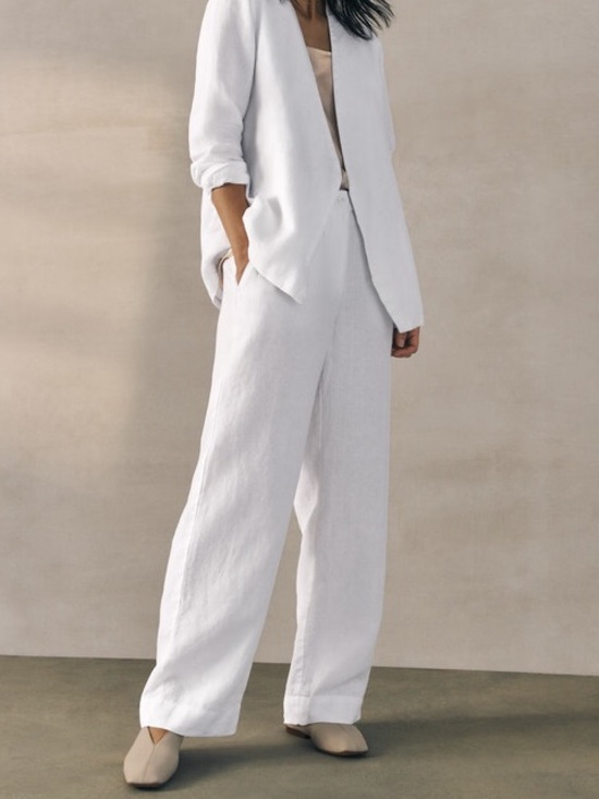 Eileen Fisher Pants - Eileen Fisher Heavy Organic Linen Full-Length Straight Trouser new nvr worn med!